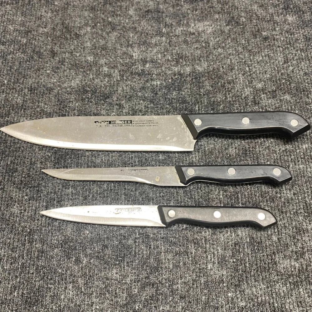 Koch Messer 3 Piece Stainless Steel Kitchen Knife Set Chef Utility Paring Black